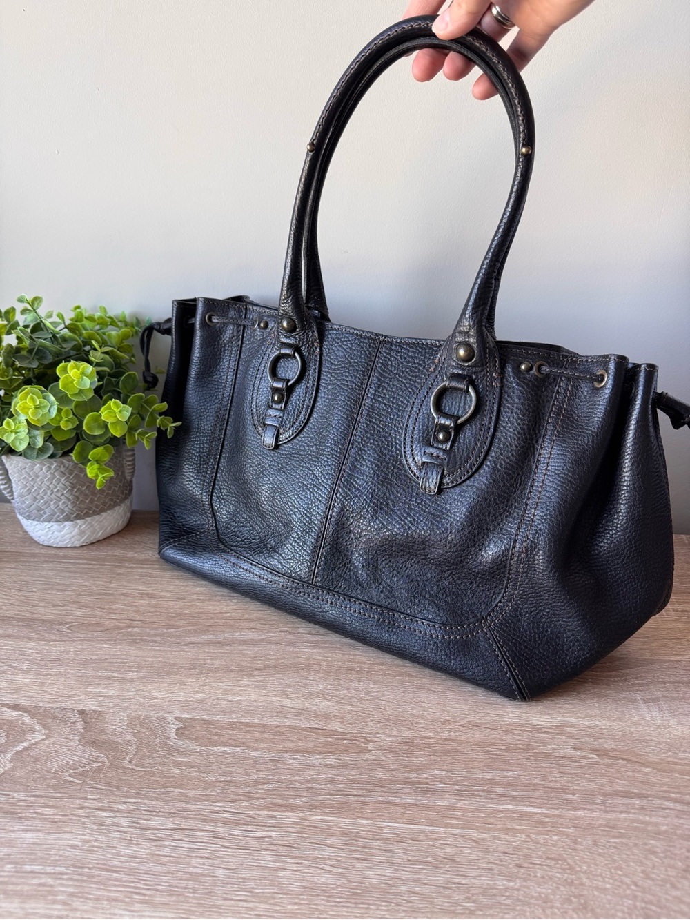 Vintage Banana Republic pebbled leather tote